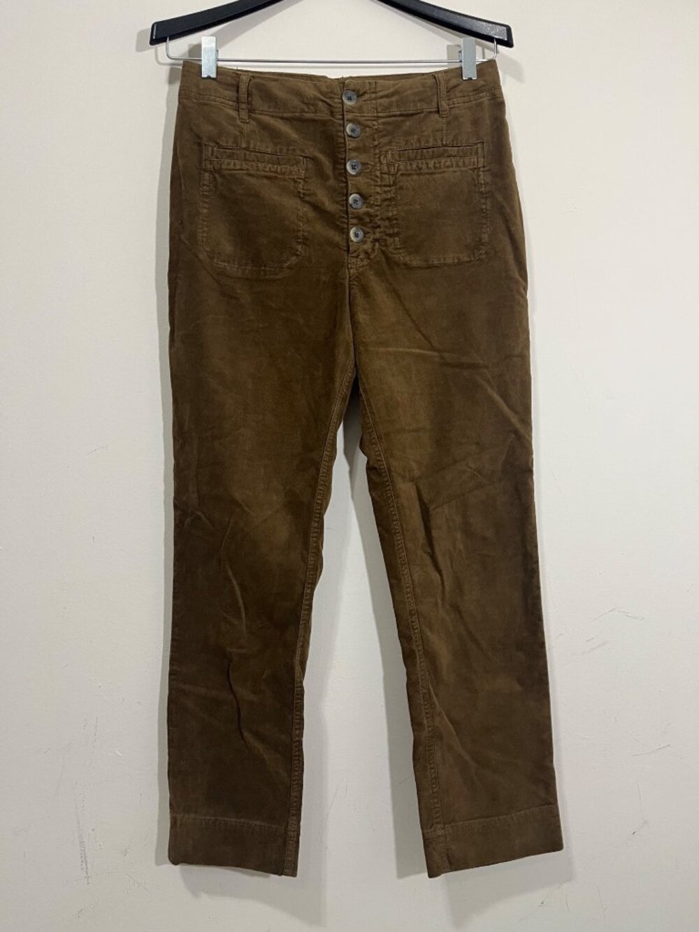 Free People If You Love Something High Waisted Corduroy Cropped Pants Sz 6 Brown